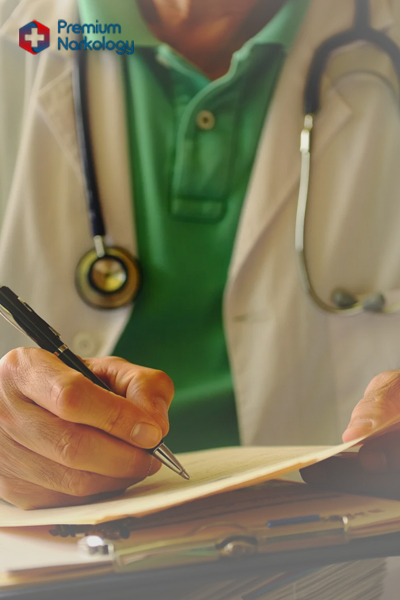 Доктор делает записи в журнале